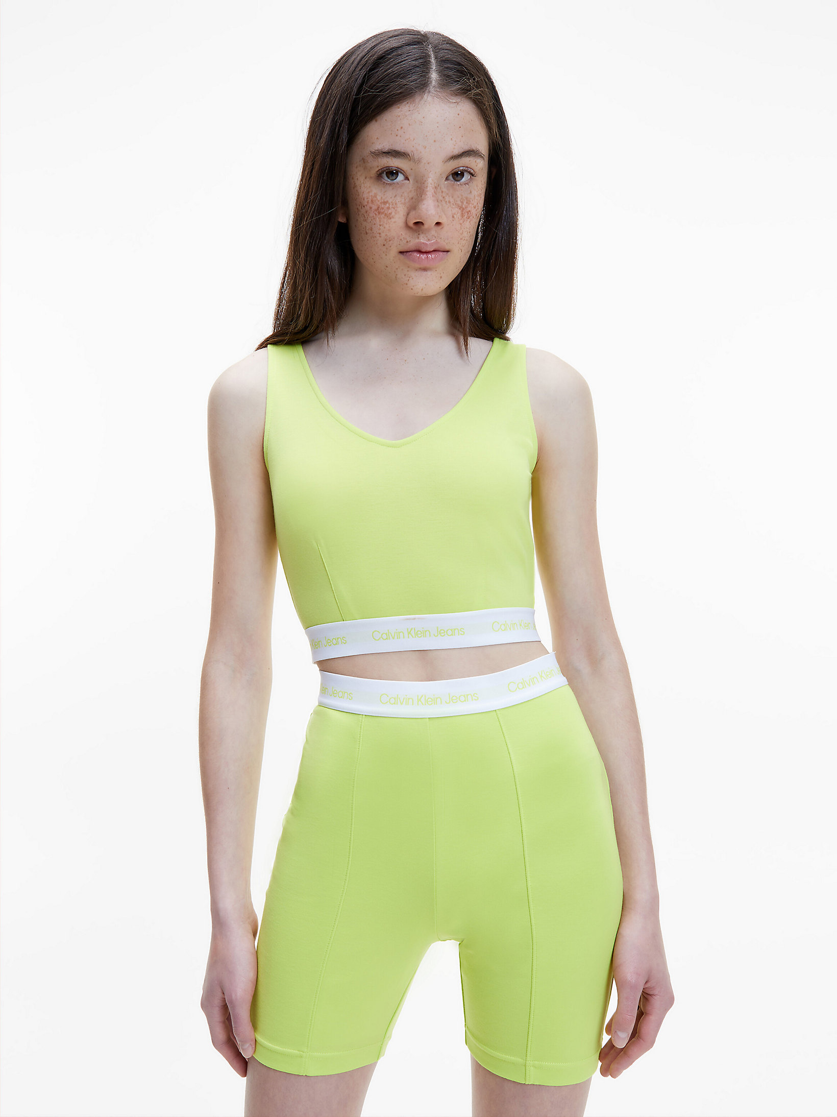 Lemon Lime Recycled Milano Jersey Cropped Top undefined women Calvin Klein