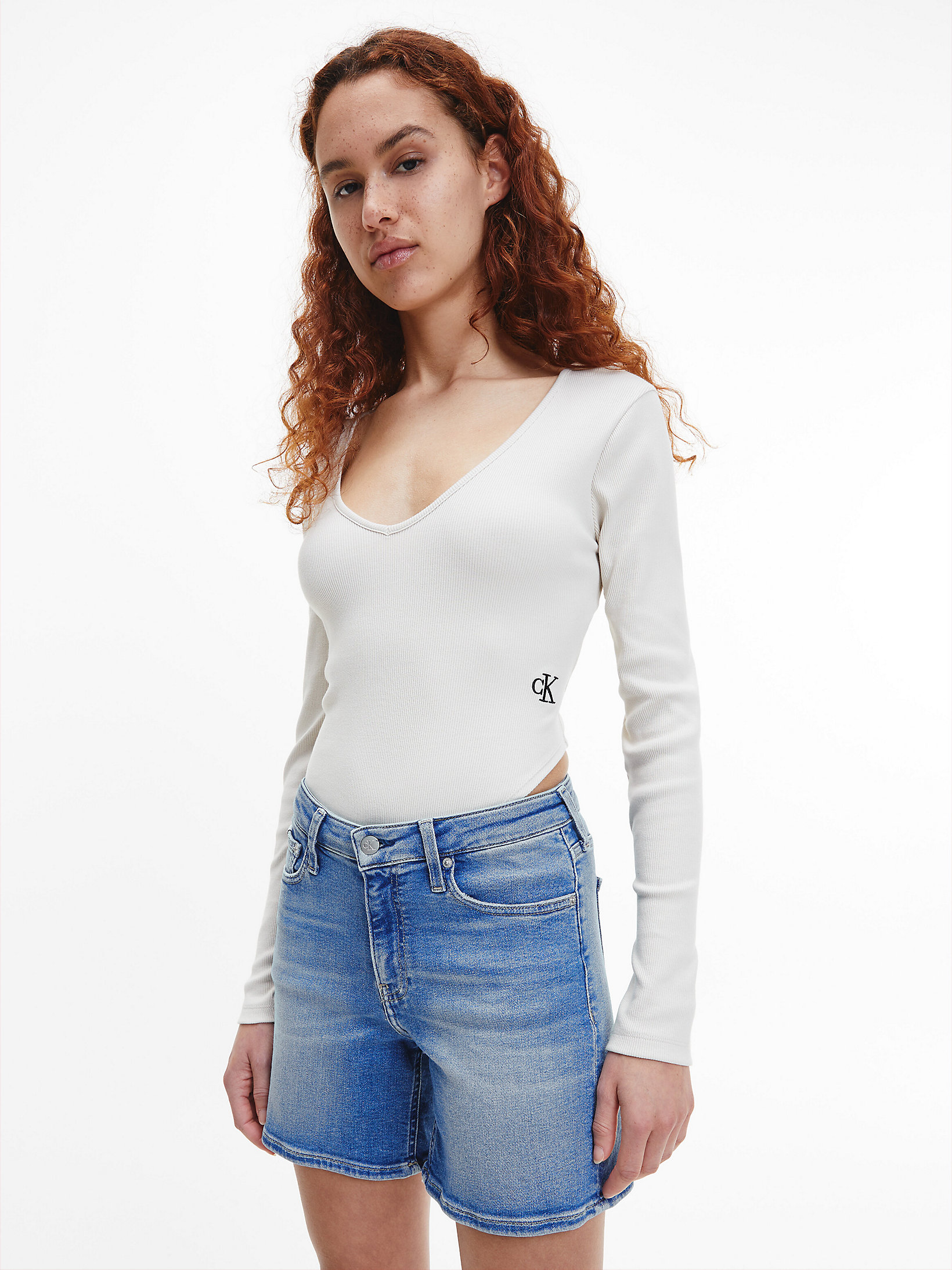 Body in cotone a costine Calvin Klein Donna Abbigliamento Top e t-shirt Body 