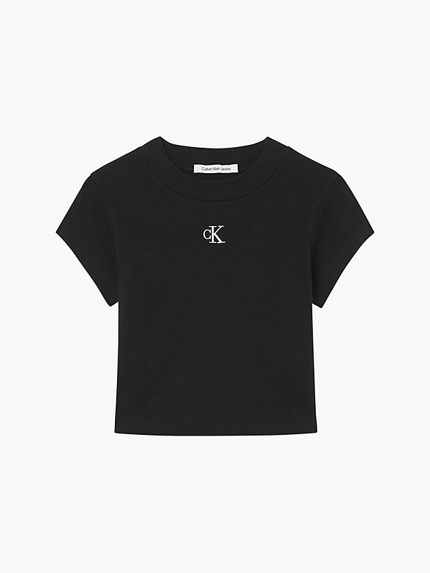 ck black slim cropped ribbed t-shirt for women calvin klein jeans