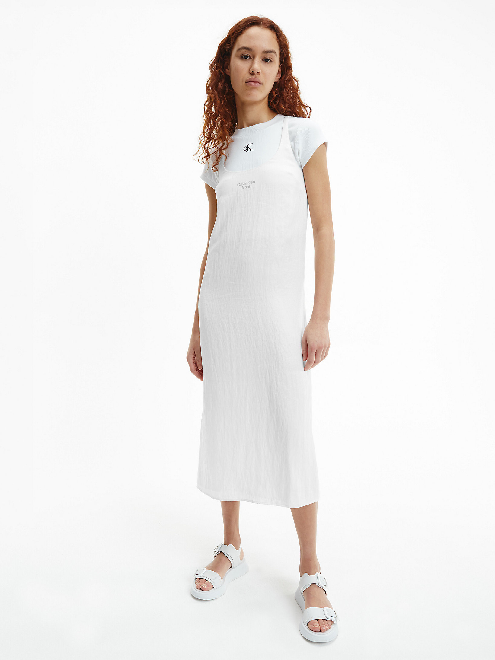 Bright White Soft Lyocell Maxi Dress undefined women Calvin Klein