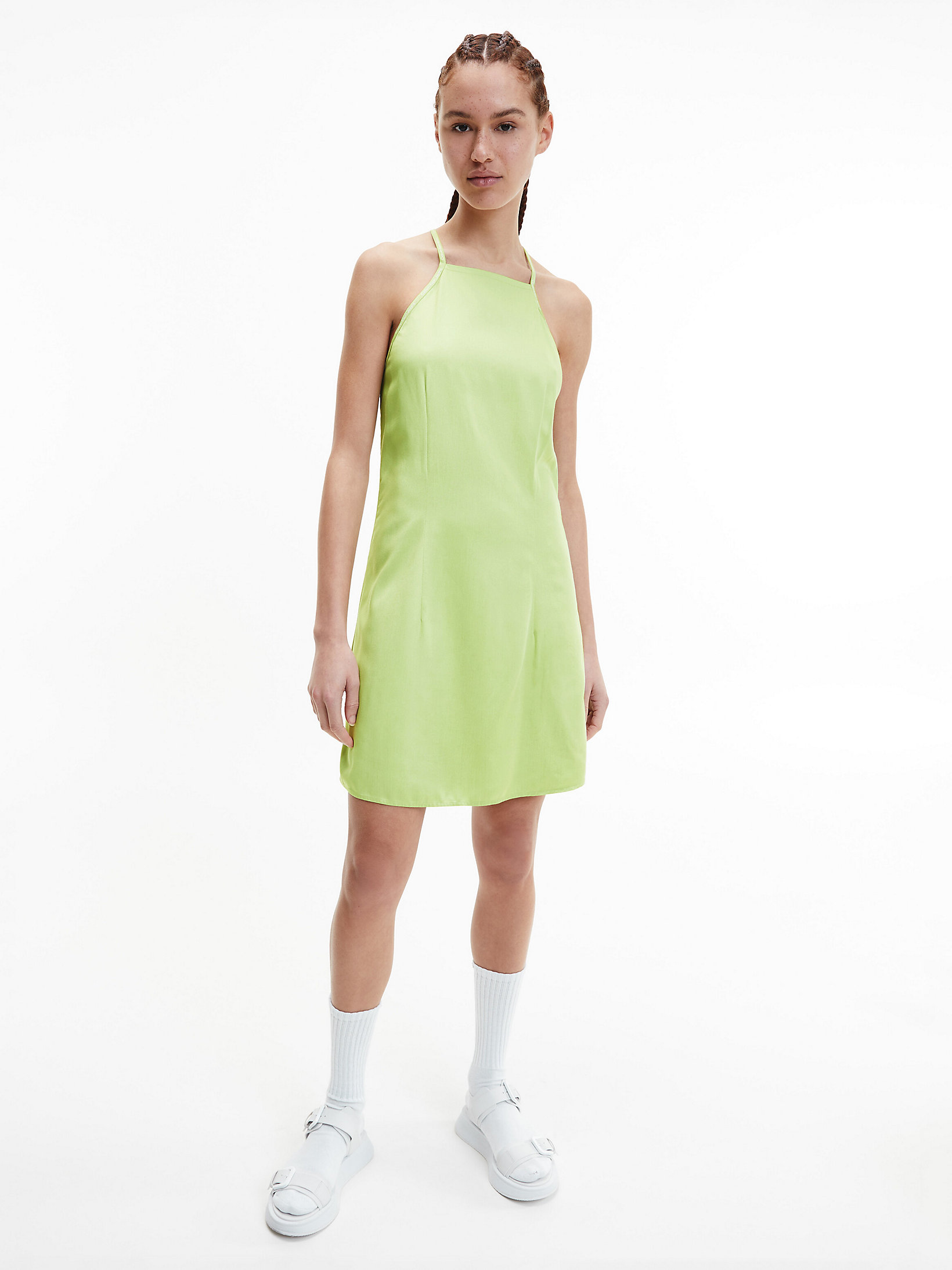 Jaded Green Repeat Logo Strappy Dress undefined women Calvin Klein