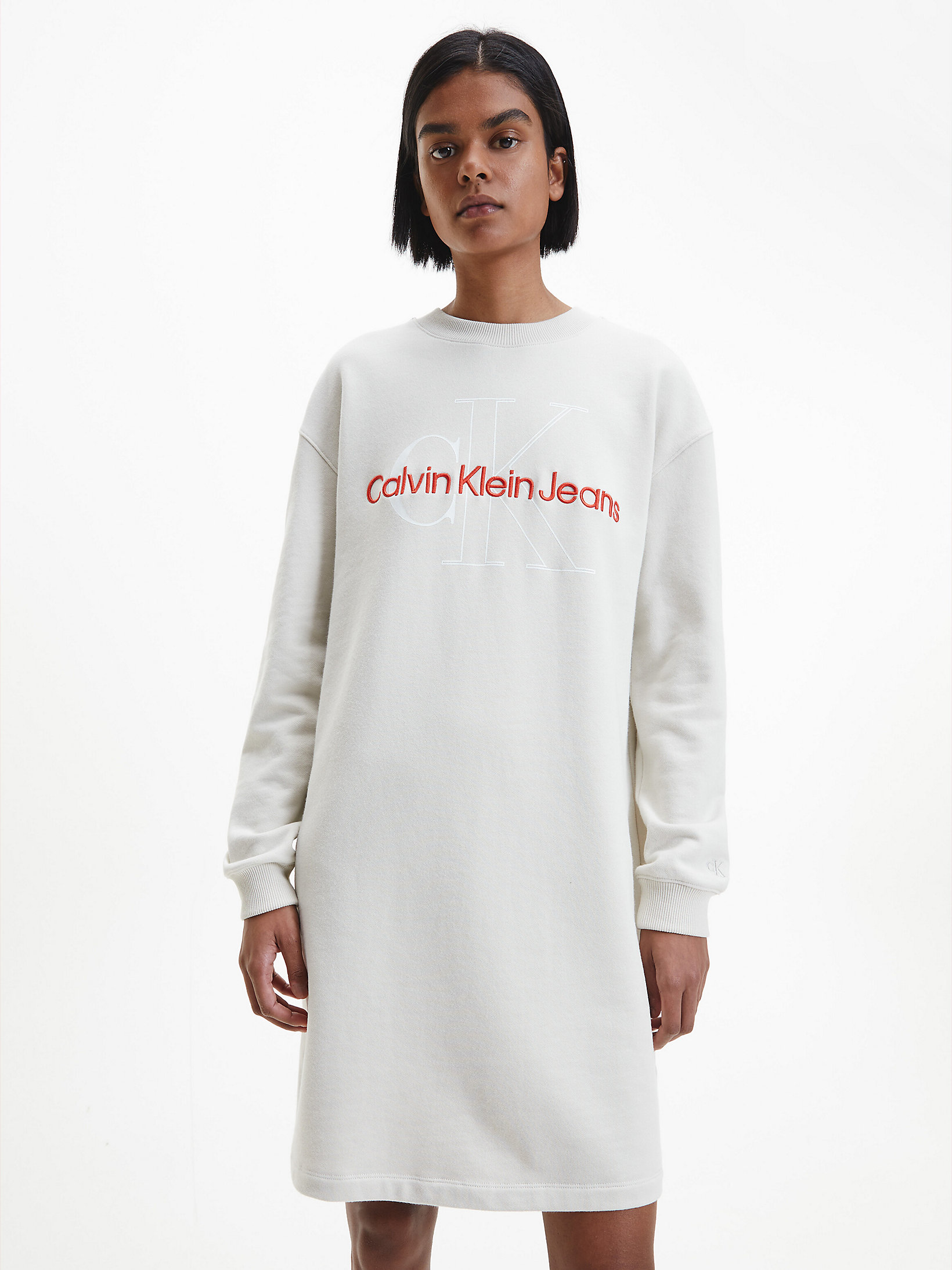Eggshell Relaxed Sweatshirt Dress undefined women Calvin Klein