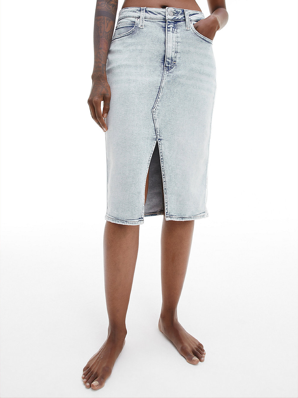 DENIM LIGHT Denim Midi Skirt undefined women Calvin Klein