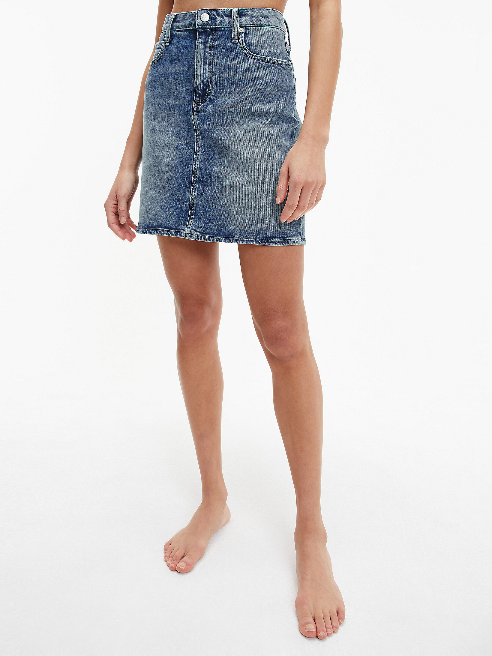 Denim Medium Minigonna Di Jeans A Vita Alta undefined donna Calvin Klein