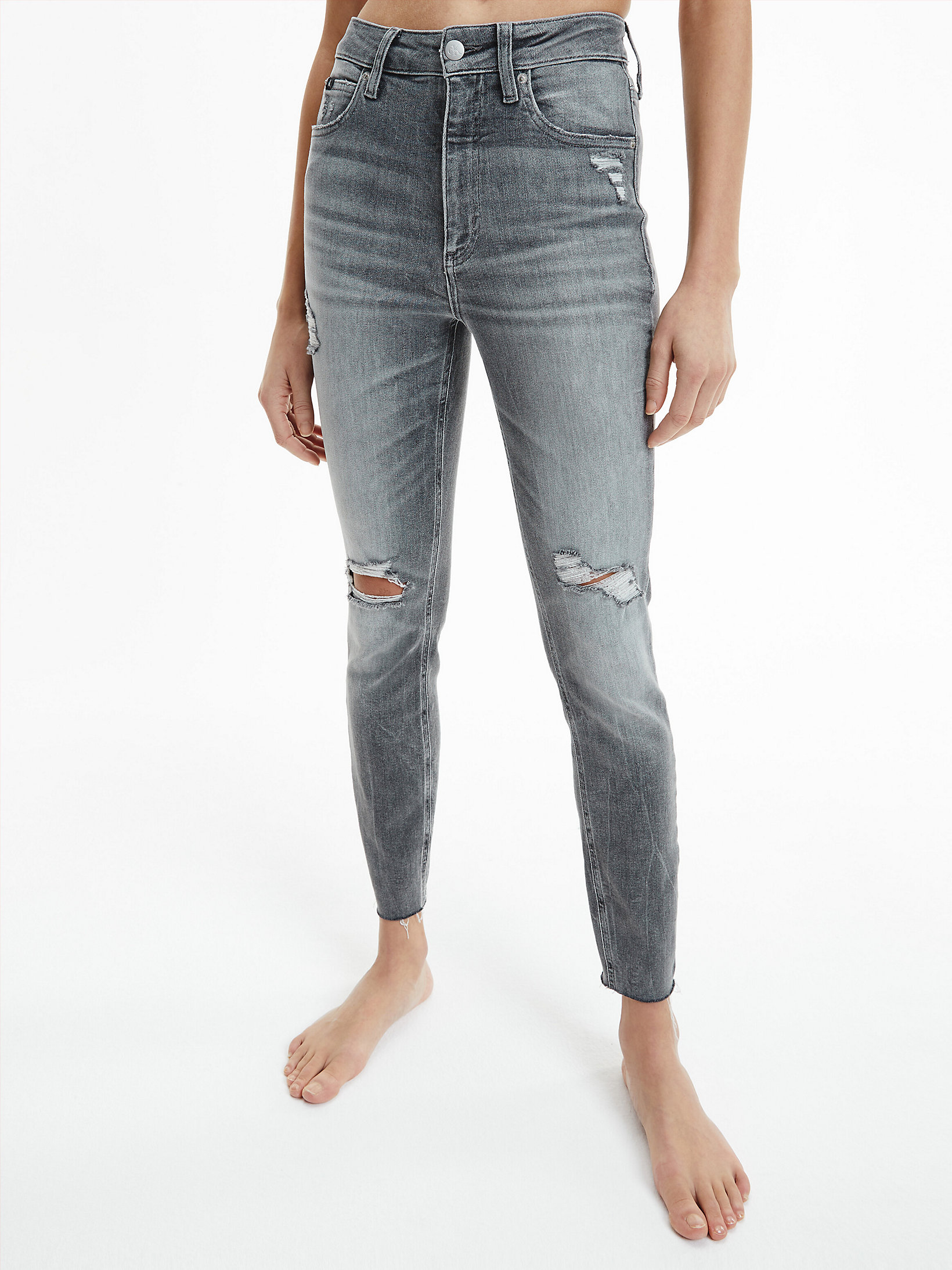 Denim Grey High Rise Super Skinny Enkellange Jeans undefined dames Calvin Klein