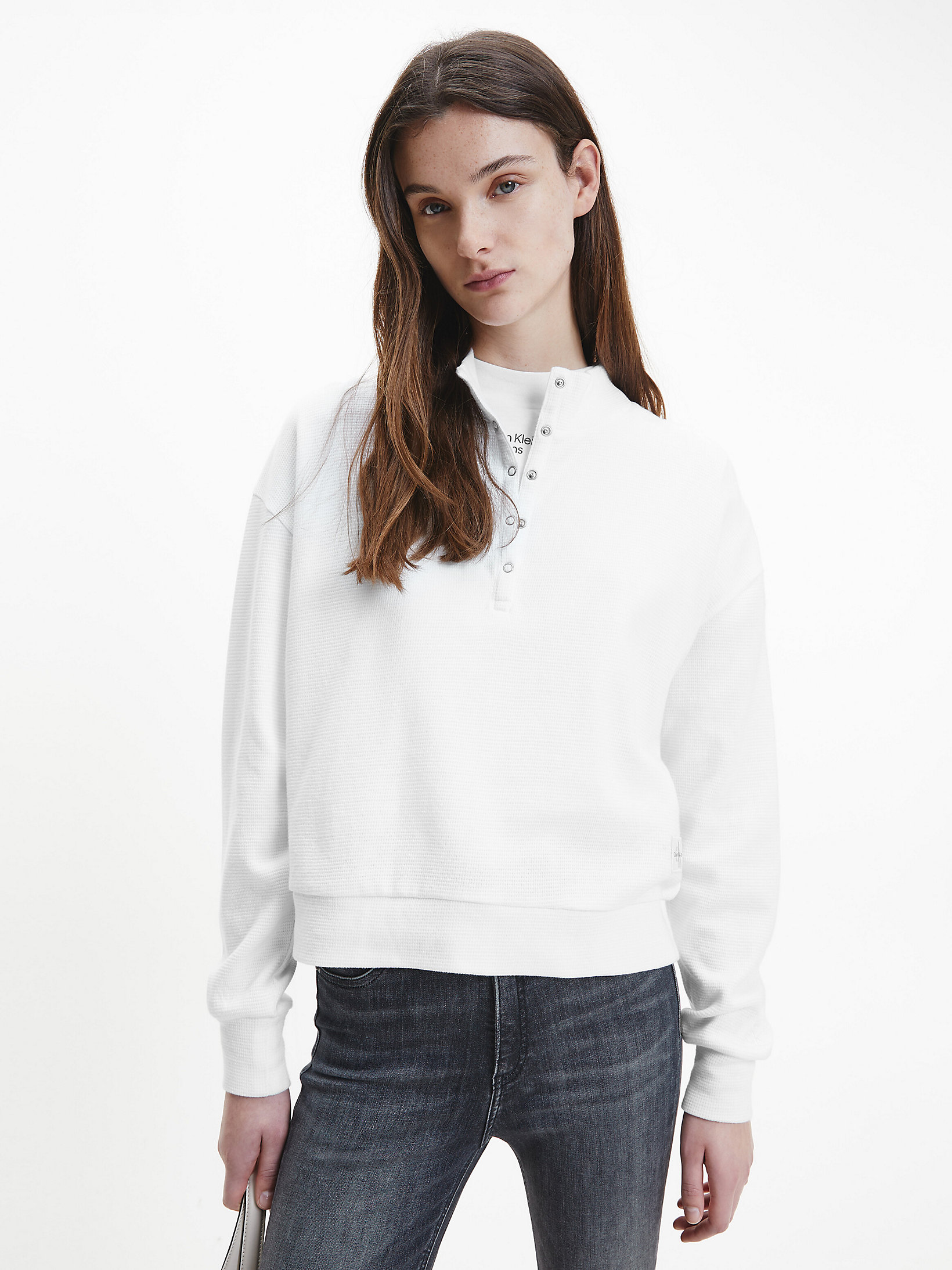 Bright White Relaxed Long Sleeve T-Shirt undefined women Calvin Klein