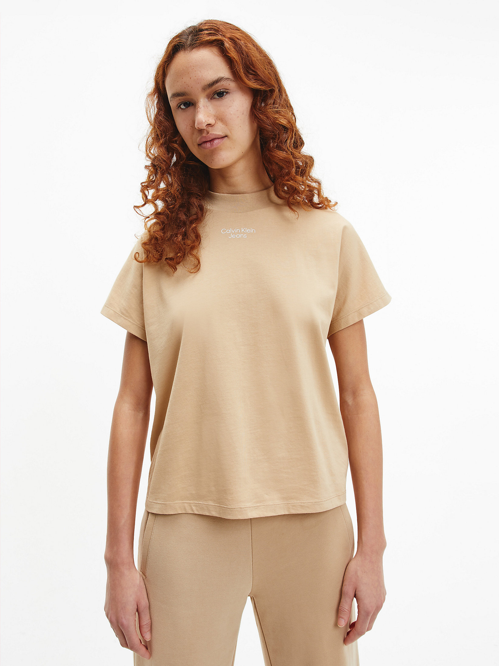 Tawny Sand T-Shirt In Cotone Biologico Taglio Relaxed undefined donna Calvin Klein
