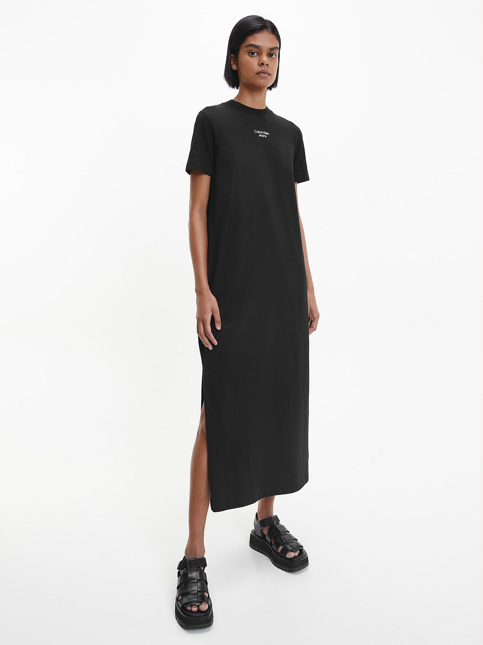 CK Black Organic Cotton Maxi T-Shirt Dress undefined women Calvin Klein