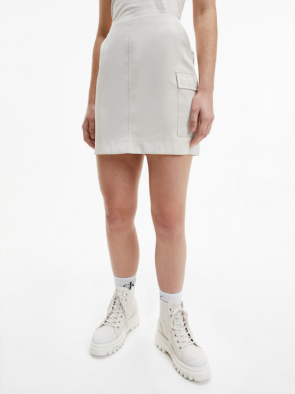 EGGSHELL Fluid Coated Mini Skirt undefined women Calvin Klein