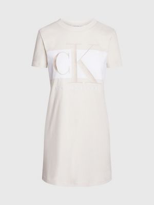 eggshell t-shirt-kleid mit monogramm für damen - calvin klein jeans