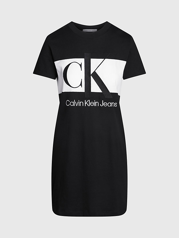abito a t-shirt con monogramma ck black da donne calvin klein jeans