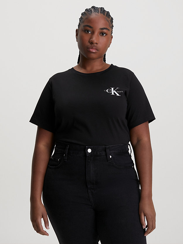 ck black/bright white plus size 2 pack slim t-shirts for women calvin klein jeans