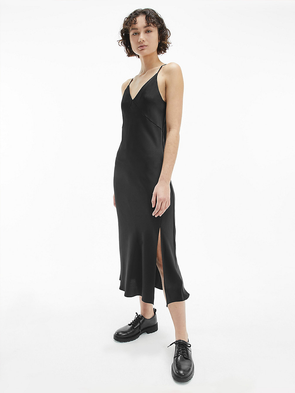 CK BLACK Satin Midi Slip Dress - CK Silhouettes undefined women Calvin Klein
