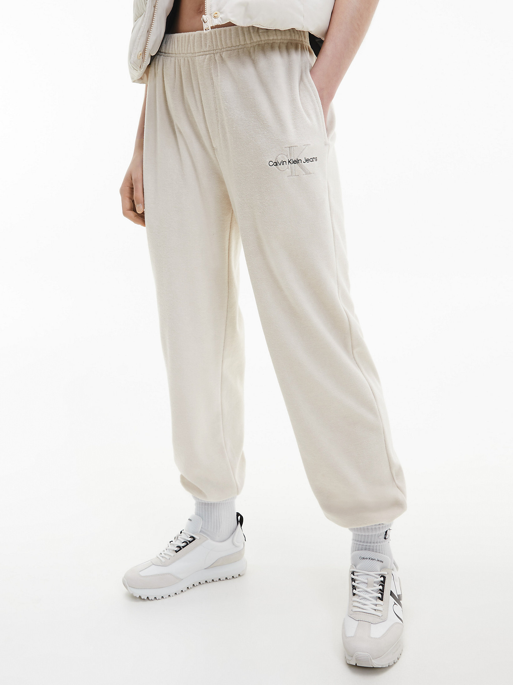 Eggshell Relaxed Towelling Joggers undefined women Calvin Klein