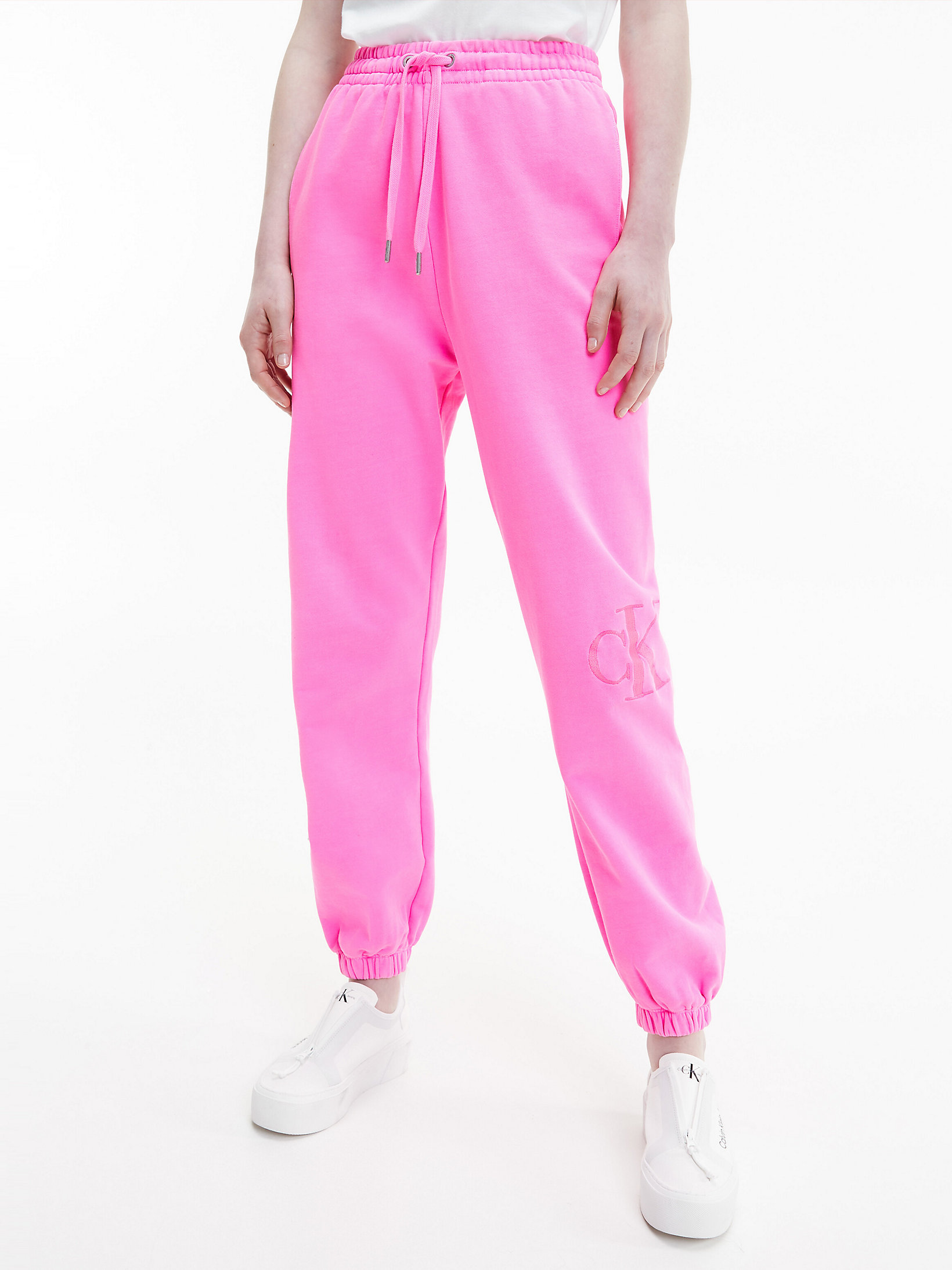 Neon Pink Relaxed Acid Wash Joggers undefined women Calvin Klein