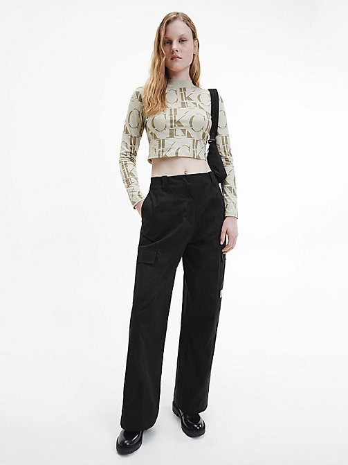 modern cotton eleganti e chino da Pantaloni skinny Plus slip a vita bassa neri con stampa a quadri e logo di Calvin Klein in Nero Donna Abbigliamento da Pantaloni casual 