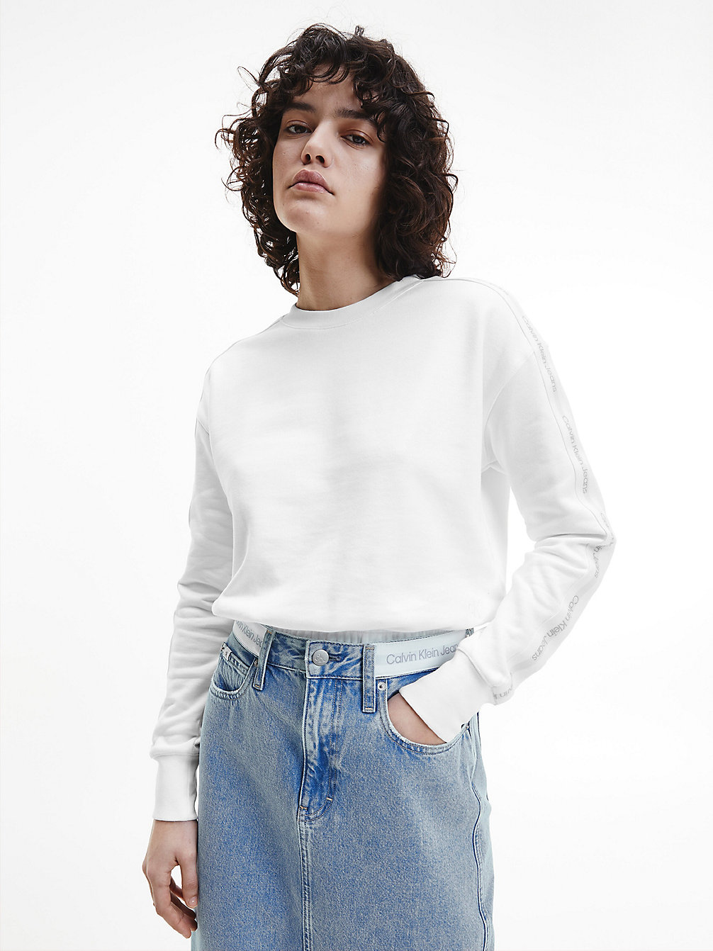 BRIGHT WHITE > Relaxed Sweatshirt Met Logo Tape > undefined dames - Calvin Klein
