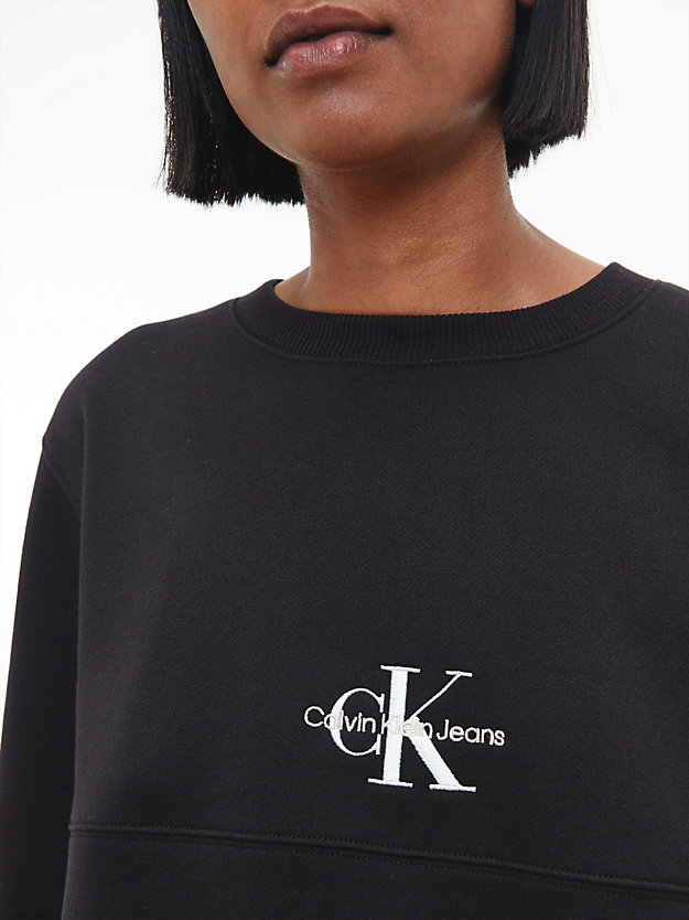 CK BLACK Monogramm-Sweatshirt aus Bio-Baumwolle für Damen CALVIN KLEIN JEANS