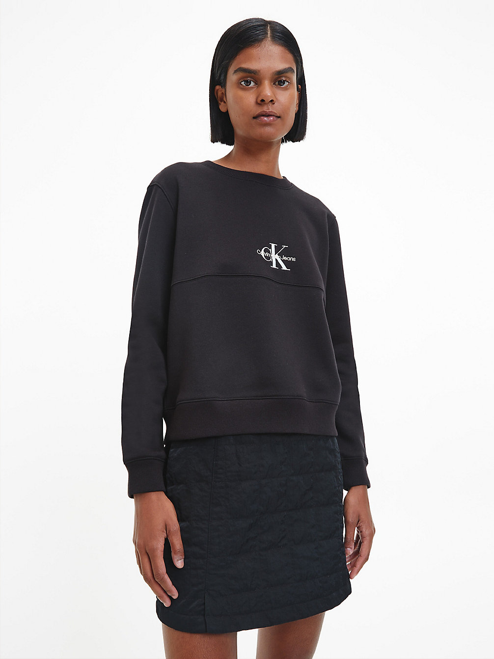 CK BLACK Felpa Con Monogramma In Cotone Biologico undefined donna Calvin Klein