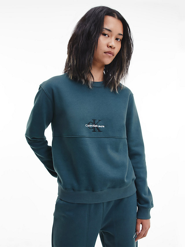 Dark Seaweed Organic Cotton Monogram Sweatshirt undefined women Calvin Klein