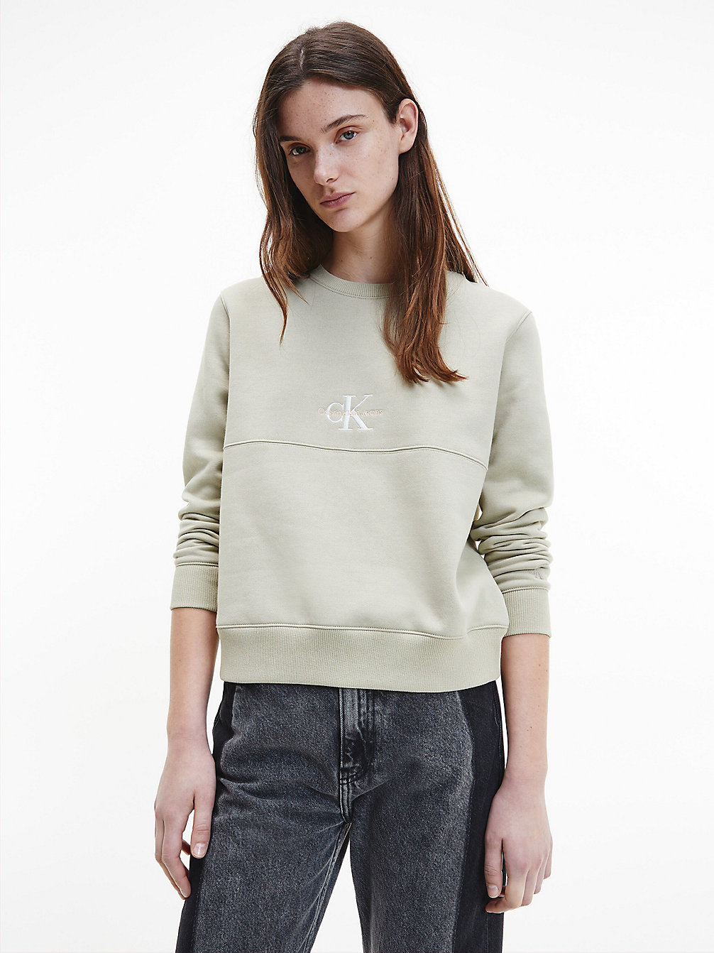 WHEAT FIELDS Sweatshirt Met Monogram Van Biologisch Katoen undefined dames Calvin Klein