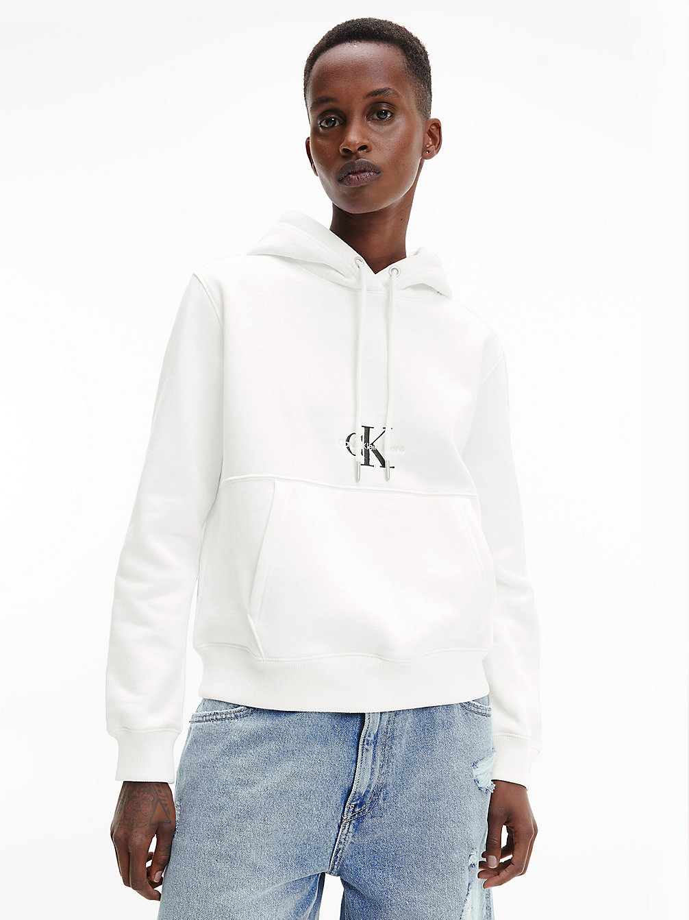 BRIGHT WHITE Monogram Hoodie undefined dames Calvin Klein