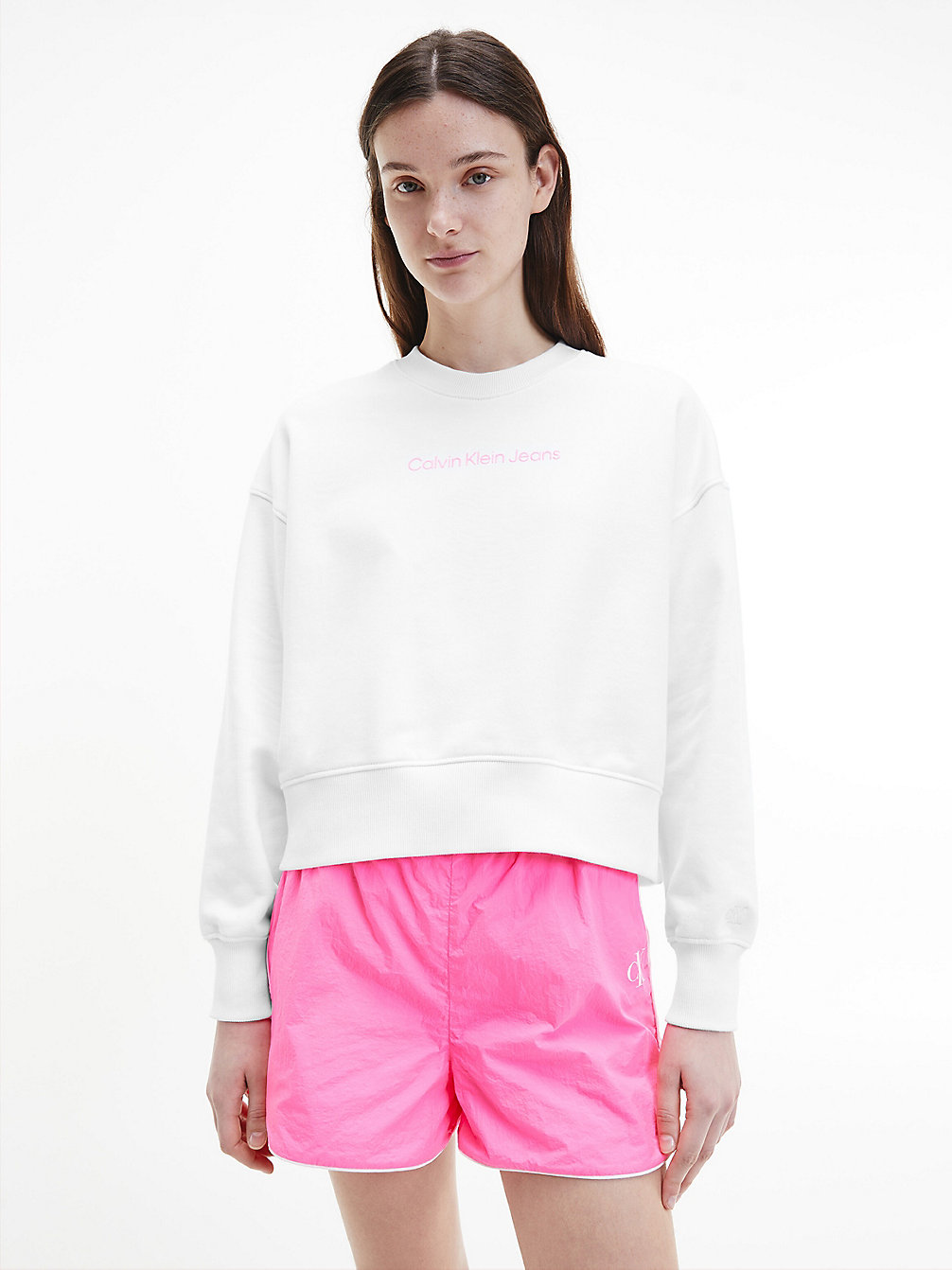 BRIGHT WHITE Relaxed Logo Sweatshirt undefined women Calvin Klein