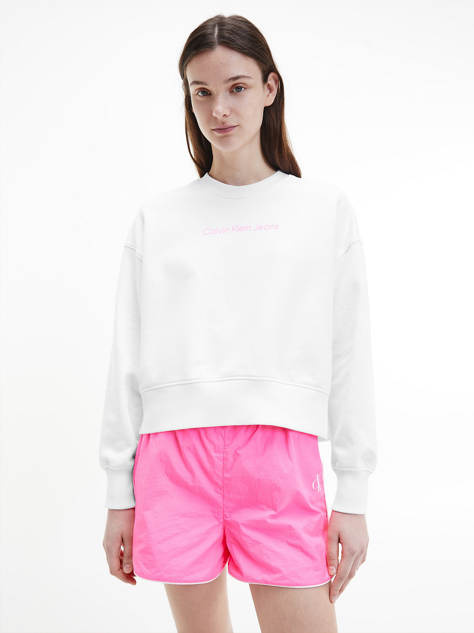 Bright White Relaxed Logo Sweatshirt undefined women Calvin Klein