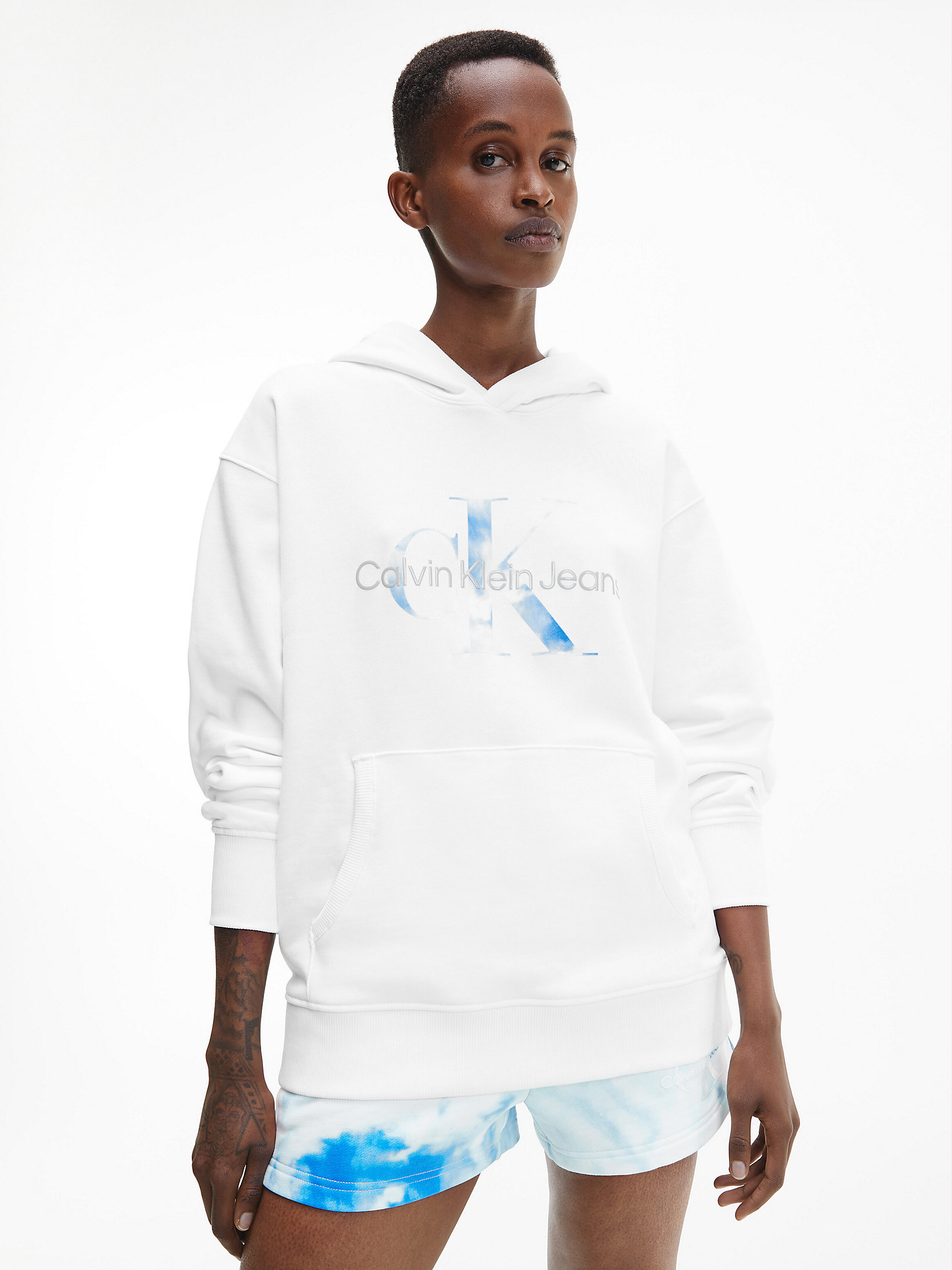 Bright White Oversized Monogram Hoodie undefined women Calvin Klein