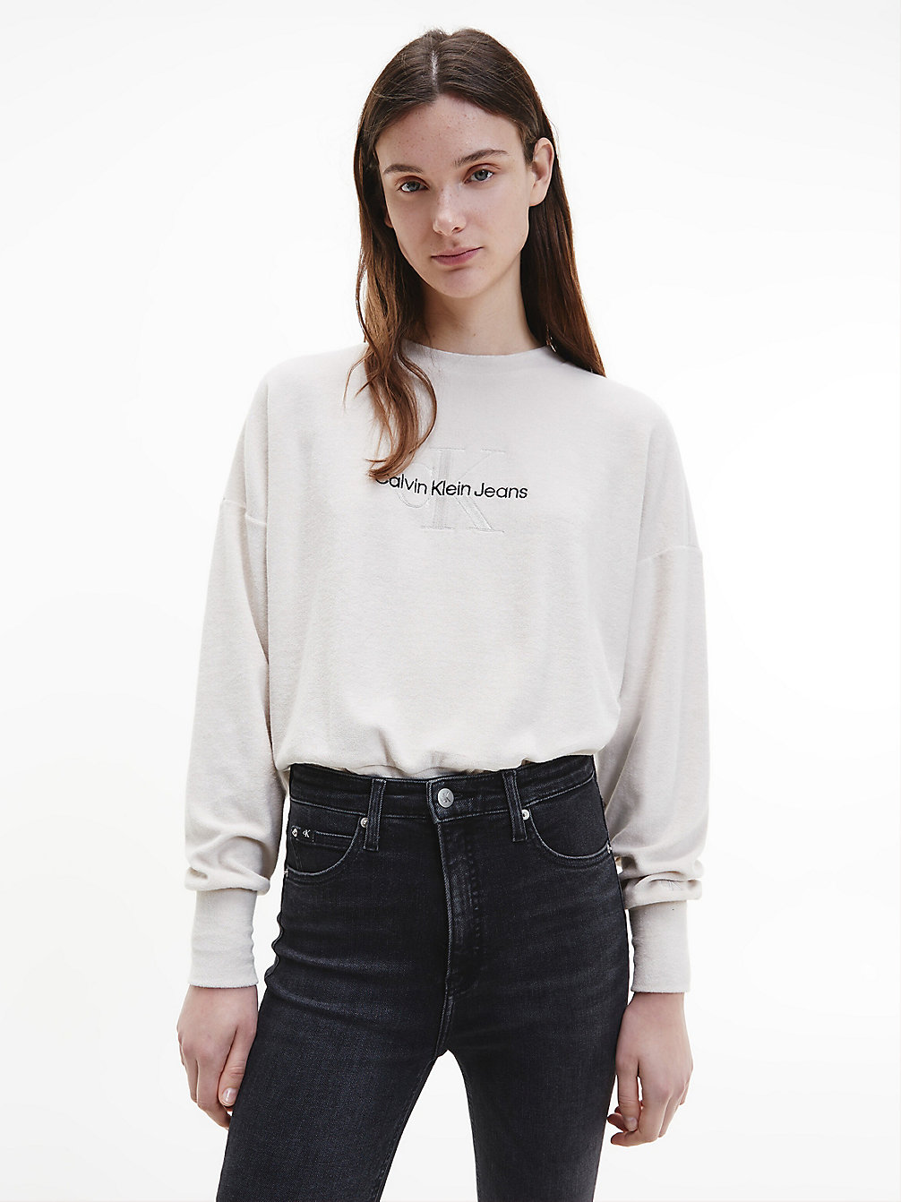 EGGSHELL > Relaxed Monogram Badstoffen Sweatshirt > undefined dames - Calvin Klein