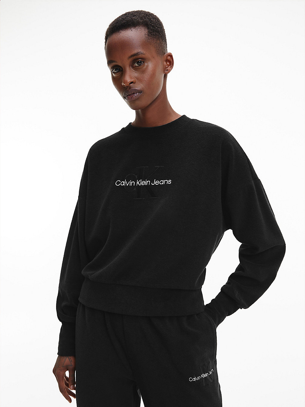 CK BLACK Relaxed Monogram Badstoffen Sweatshirt undefined dames Calvin Klein