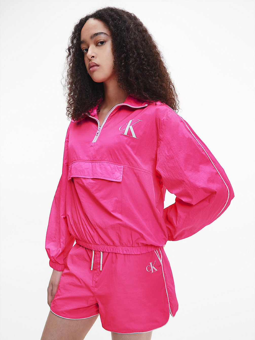 NEON PINK Giacca A Vento In Nylon Taglio Relaxed undefined donna Calvin Klein
