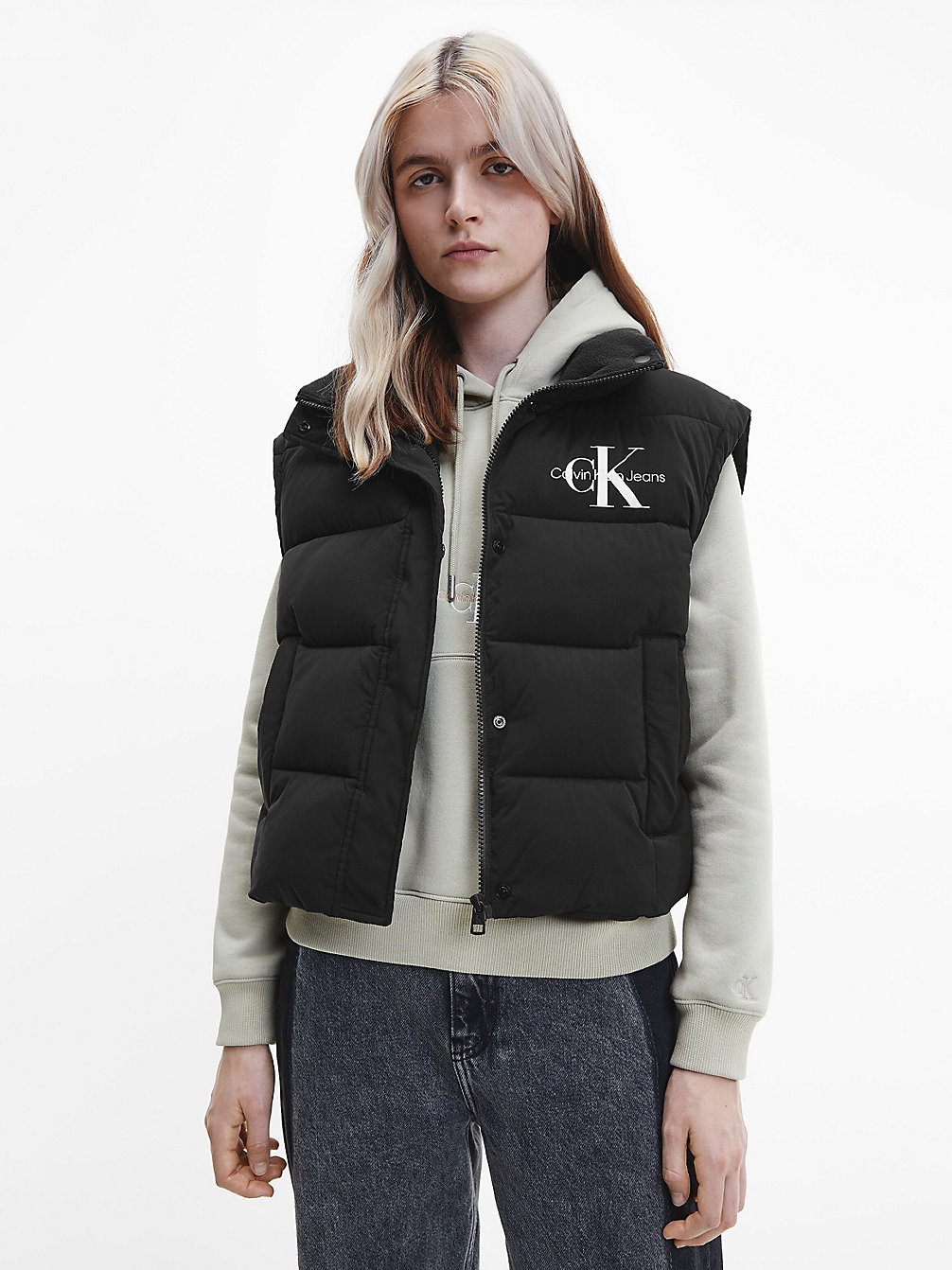 CK BLACK Veste Sans Manches Rembourrée En Polyester Recyclé undefined femmes Calvin Klein