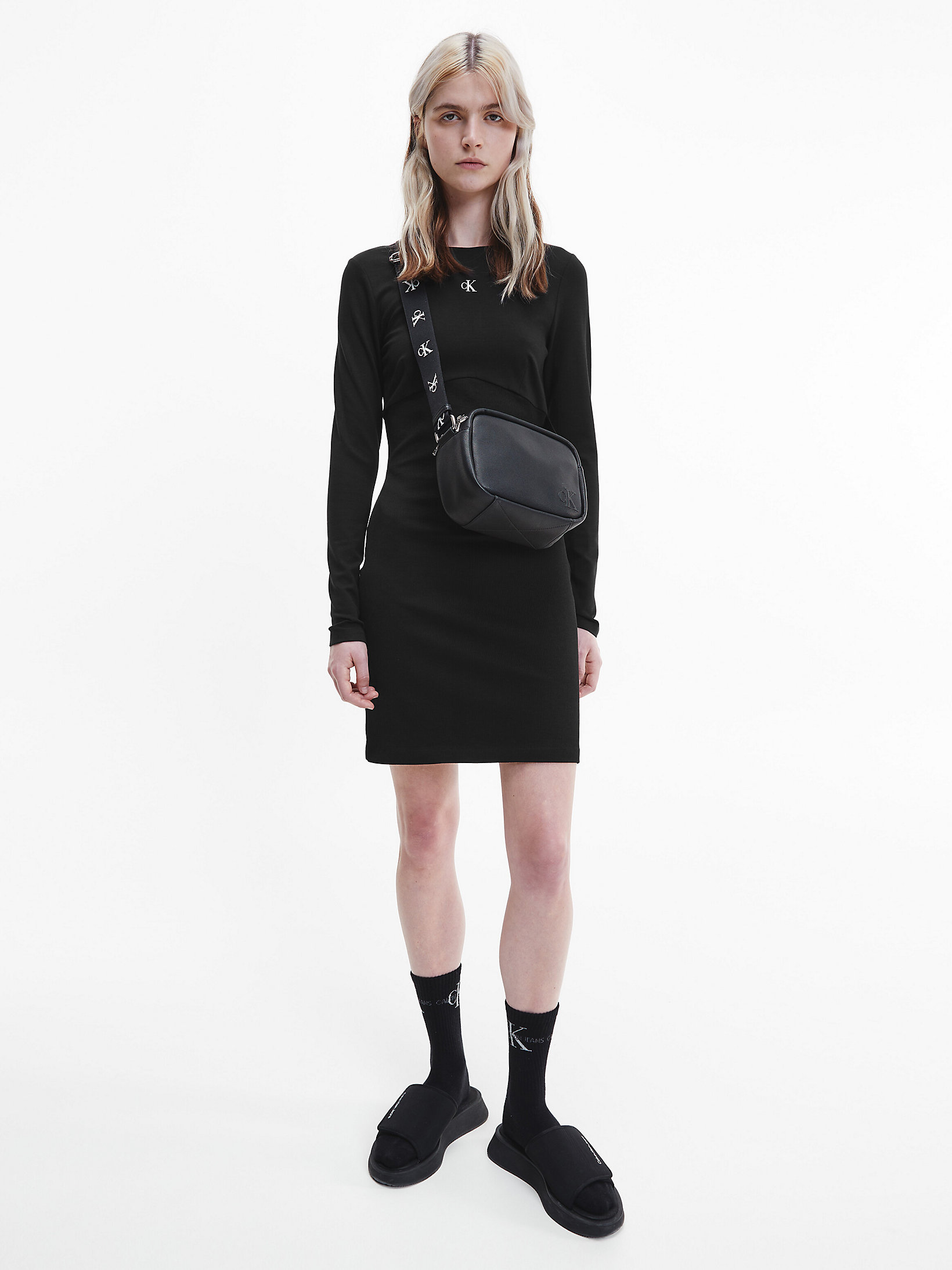 CK Black Milano Jersey Bodycon Mini Dress undefined women Calvin Klein