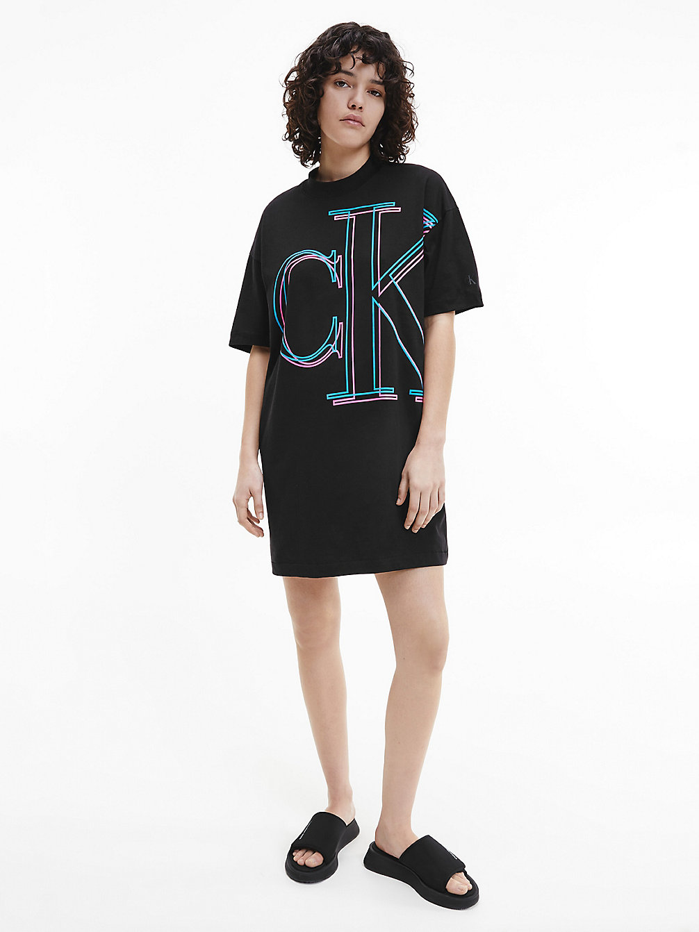 CK BLACK Relaxed Monogram T-Shirt Dress undefined women Calvin Klein