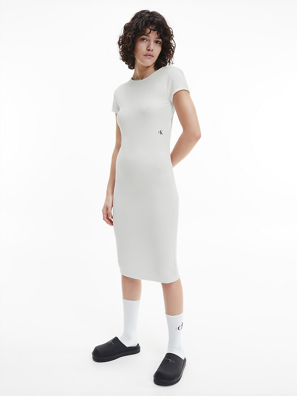 BRIGHT WHITE Open Back Bodycon Midi Dress undefined women Calvin Klein