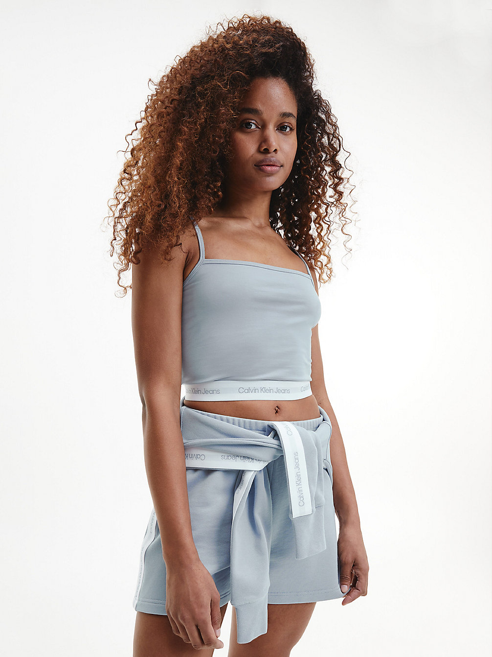 SILVER SKY Cropped Logo Tape Cami Top undefined women Calvin Klein