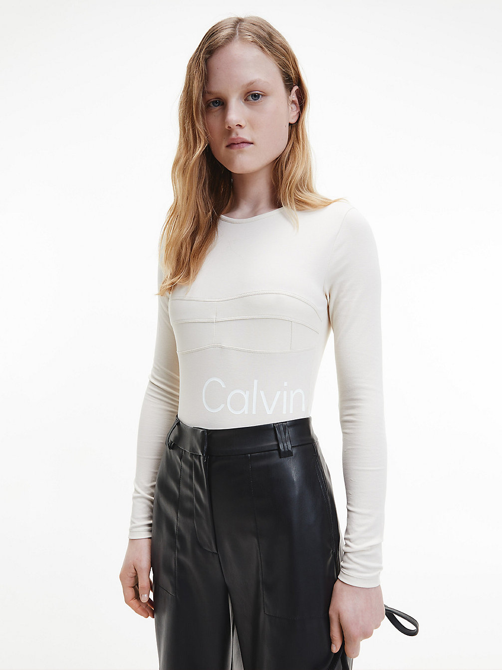 EGGSHELL Long Sleeve Logo Bodysuit undefined women Calvin Klein
