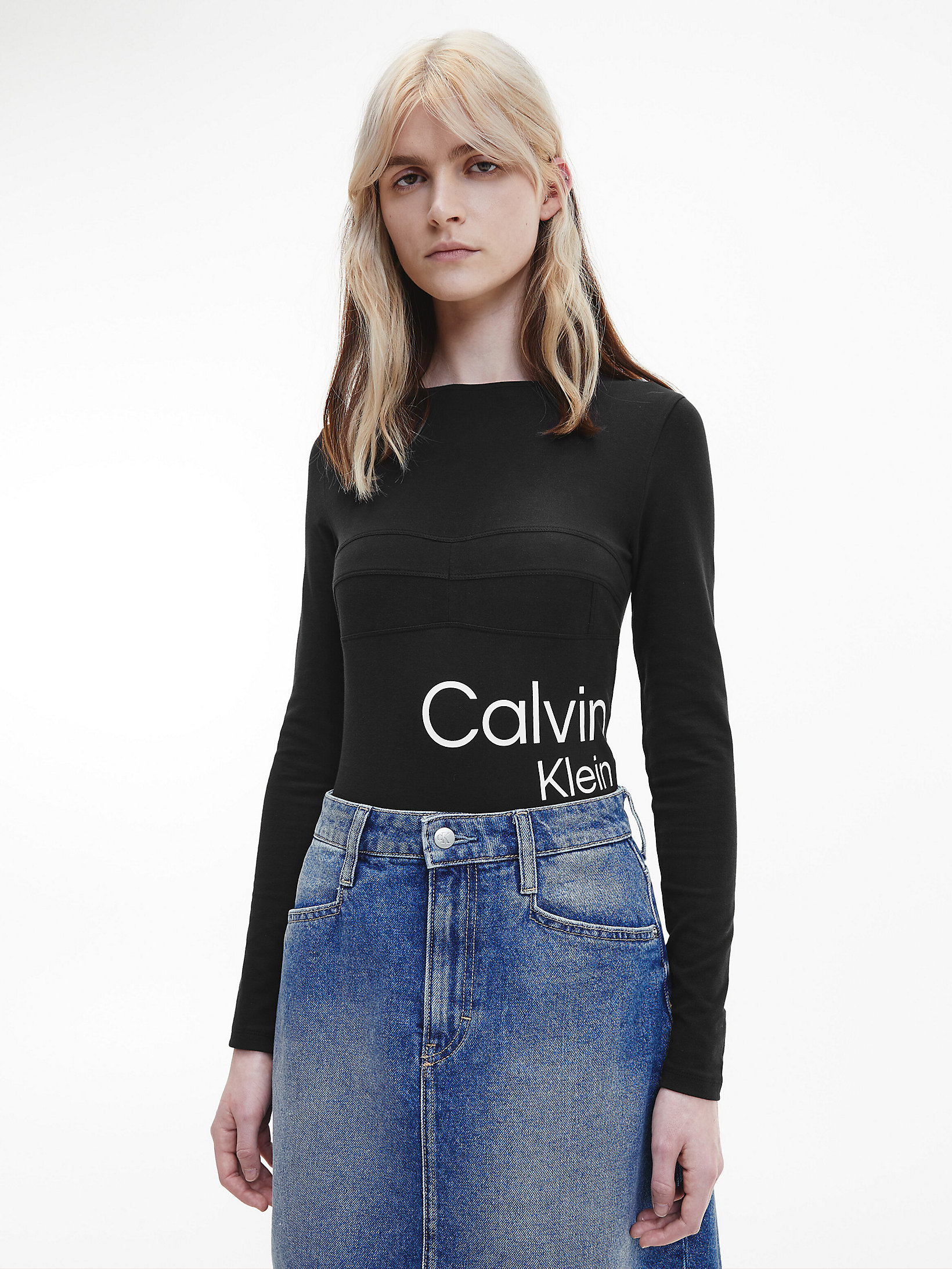 Calvin Klein Donna Abbigliamento Top e t-shirt Body Body a manica lunga con logo 