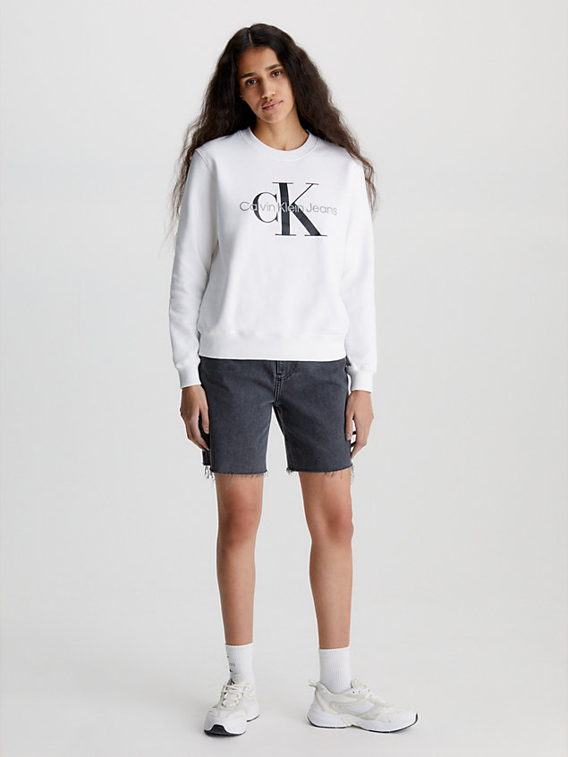 white monogramm-sweatshirt für damen - calvin klein jeans
