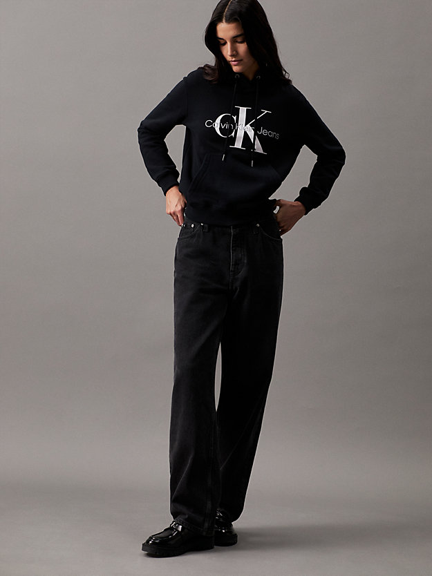 sweat à capuche avec monogramme ck black pour femmes calvin klein jeans