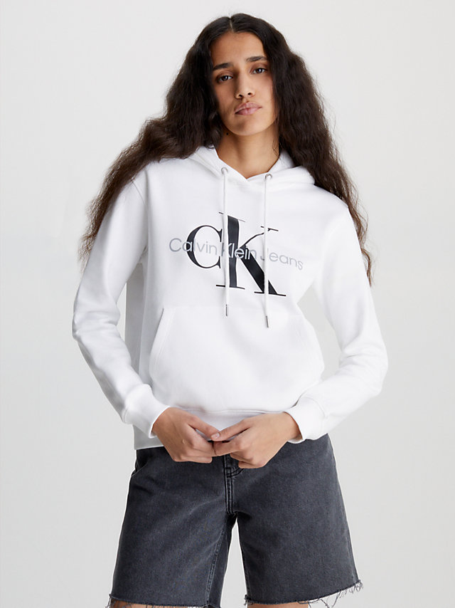 Bright White Monogram Hoodie undefined women Calvin Klein
