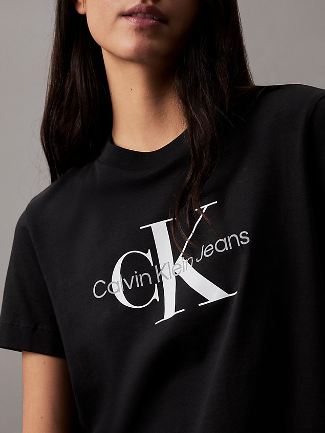 black t-shirt z monogramem dla kobiety - calvin klein jeans