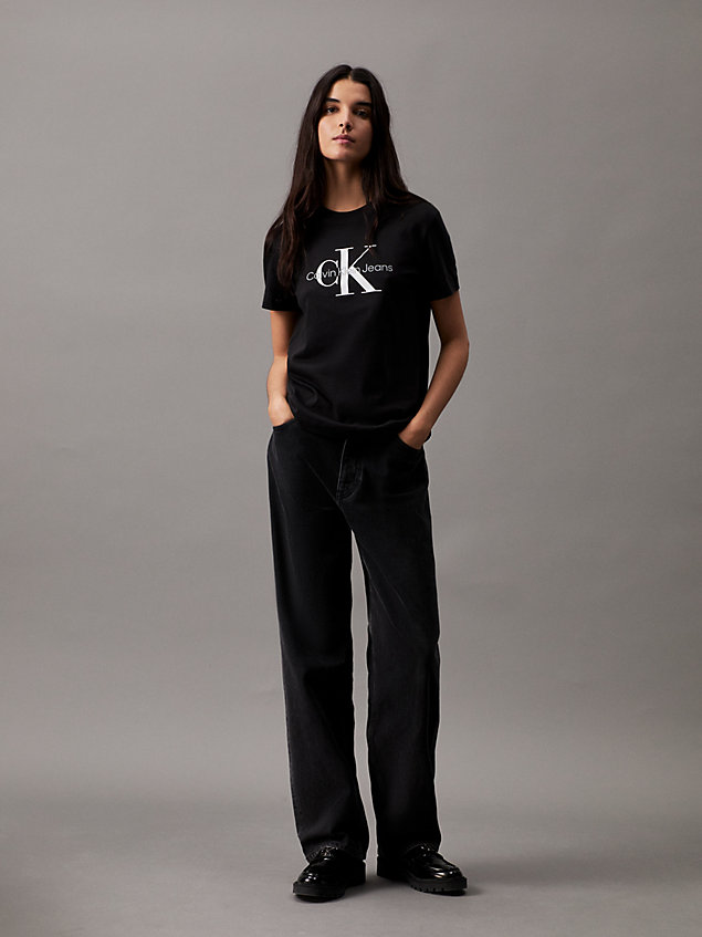 black monogram t-shirt voor dames - calvin klein jeans