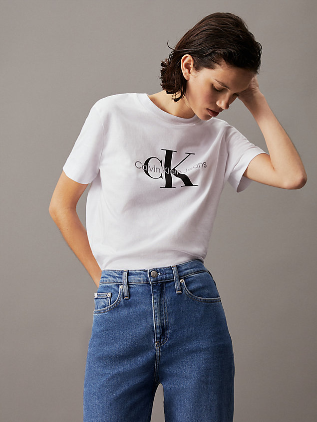 t-shirt avec monogramme white pour femmes calvin klein jeans