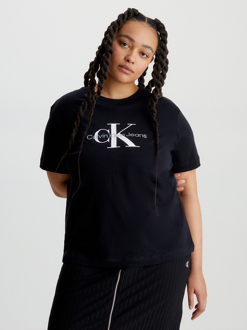 T-Shirt Con Monogramma Plus Size > CK BLACK > undefined donna > Calvin Klein