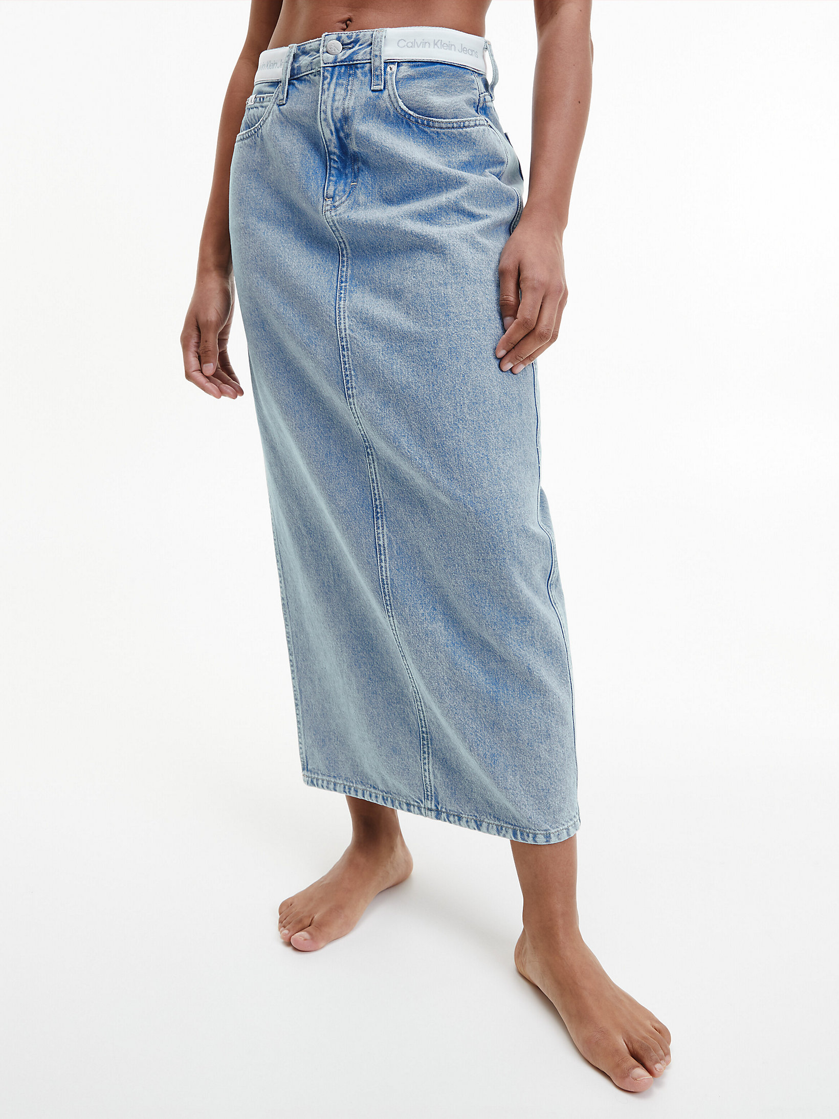 Denim Light Denim Maxi Skirt undefined women Calvin Klein