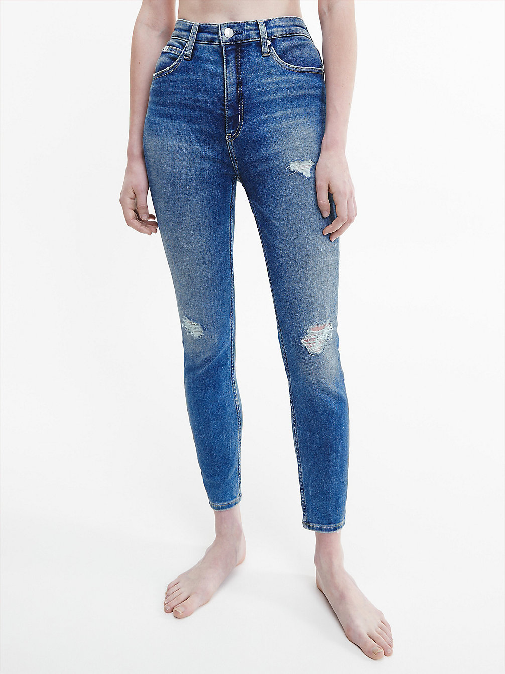 High Rise Super Skinny Jeans Alla Caviglia > DENIM MEDIUM > undefined donna > Calvin Klein