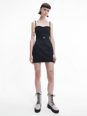 black bustier-kleid aus denim für damen - calvin klein jeans