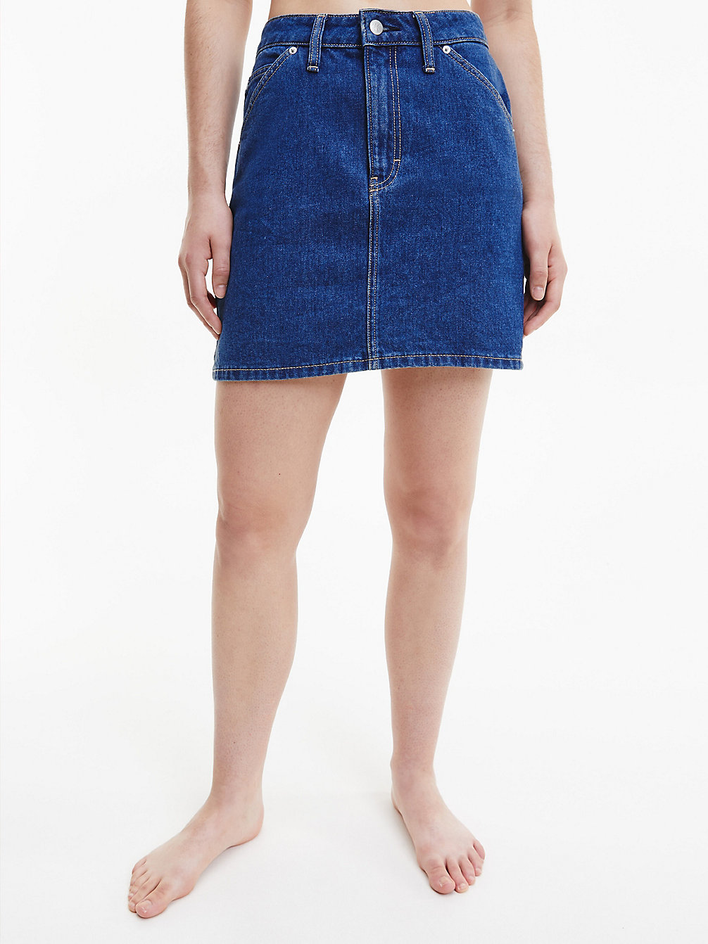 DENIM MEDIUM Mini-Jupe High Rise En Jean undefined femmes Calvin Klein